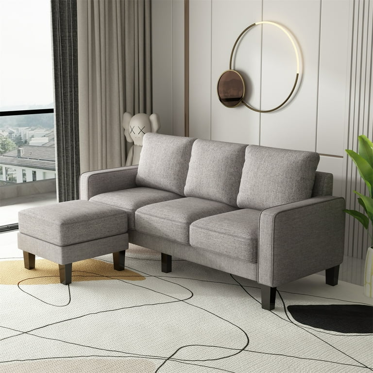 Convertible Sectional Sofa with Ottoman 75 Inch L Shaped