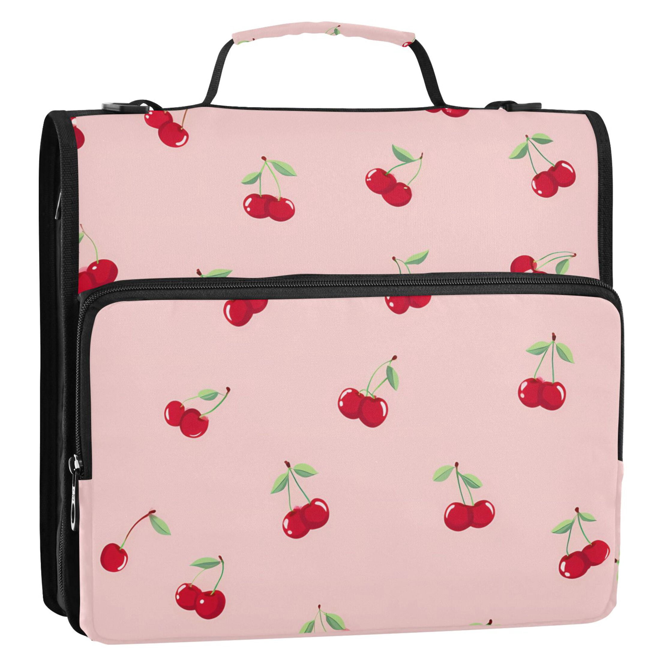 ALAZA Zipper Binder Cherry Fruits 3 Ring Trapper Keeper File Folder Organizer Bag