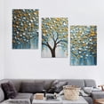 thumbnail image 4 of ONETECH Abstract Tree Canvas Wall Art Colorful Trees Hand Painted Painting Prints Gold Blue Abstract Wall Decor for Living Room Decor Framed 12''x16''X3 Panels, 4 of 4