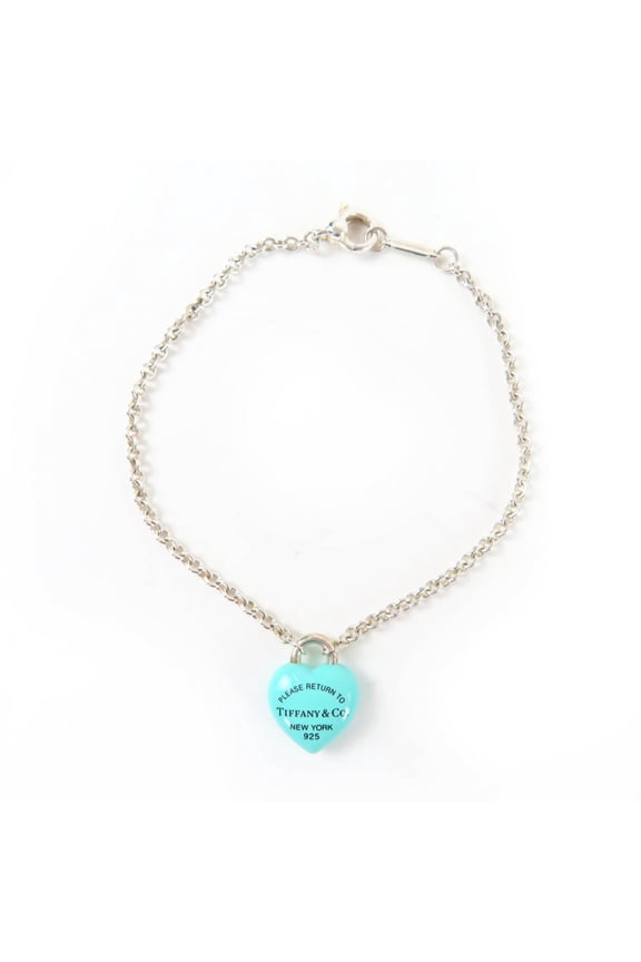 Pre-Owned TIFFANY&Co. Tiffany & Co. Return to Full Heart Bracelet AG925 Silver Blue Comes with...