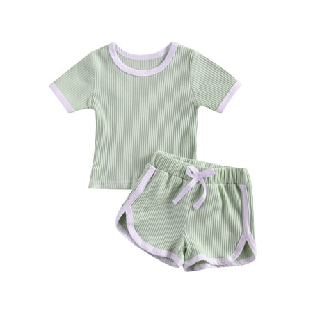 

Bagilaanoe 2pcs Toddler Baby Girl Short Pants Set Short Sleeve T-shirt Tops + Shorts 6M 12M 18M 24M 3T Kids Casual Summer Outfits