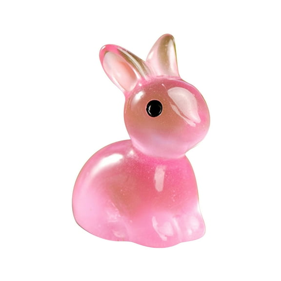 HCBY Glow in The Dark Easter Bunny Figurine - Luminous Resin Rabbit Ornament for Mini Fairy Garden, Desk, Home Decor, Easter Party Decoration, Night Light Gift