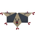 thumbnail image 3 of Northlight 48" Blue and Brown Burlap and Plaid Reindeer Christmas Tree Skirt with Tassels - 48, 3 of 5