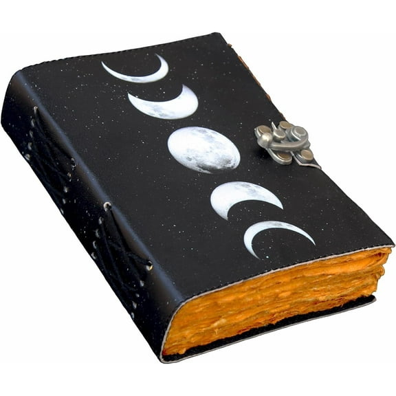 Grimoire Moon Phases Spell Book Of Shadows Journal, Witchcraft Supplies, Leather Bound Journal, Vintage Journal, Charmed Book Of Shadows, Vintage Notebook, Diary, Book Journal