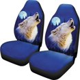thumbnail image 1 of 1 Pair Car Seat Cushions Wolf Pattern Blue Car Seat Protector for Auto Front Car Interior Accessories Seat Covers, 1 of 4