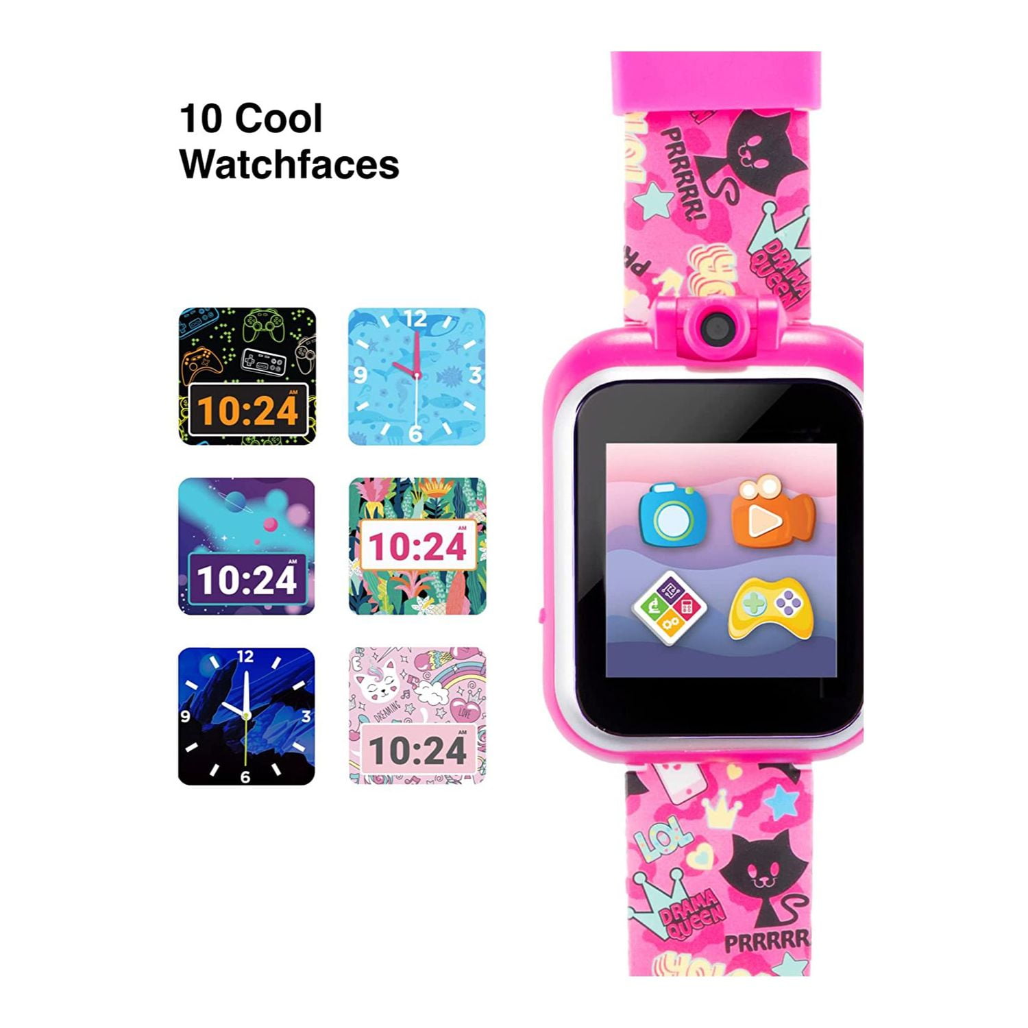 PlayZoom 2 Kids Smartwatch - Video Camera Selfies STEM Gift for Kids (Fuchsia Kitty Cats Print)