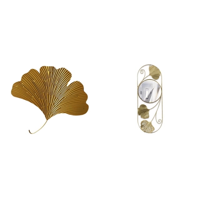 Escultura abstracta de pared de hierro forjado con hojas de ginkgo para sala de estar, pasillo, armario, entrada, oficina, hotel, comedor.