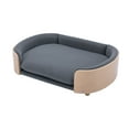 thumbnail image 6 of Dog Bed Pet Sofa, Velvet Upholstered Pet Sofa with Solid Wood Legs and Bent Wood Back, Ellipse Elevated Pet Bed for Small or Medium Dogs Cats, 38.6''x26.8''x10.6'', Large Size, Dark Gray, 6 of 7