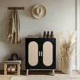 thumbnail image 3 of UBesGoo Modern Rattan Shoe Storage Cabinet, 4 Layers Entryway Shoe Cabinet Accent Console Cabinet Table with Adjustable Shelves, Black, 3 of 10