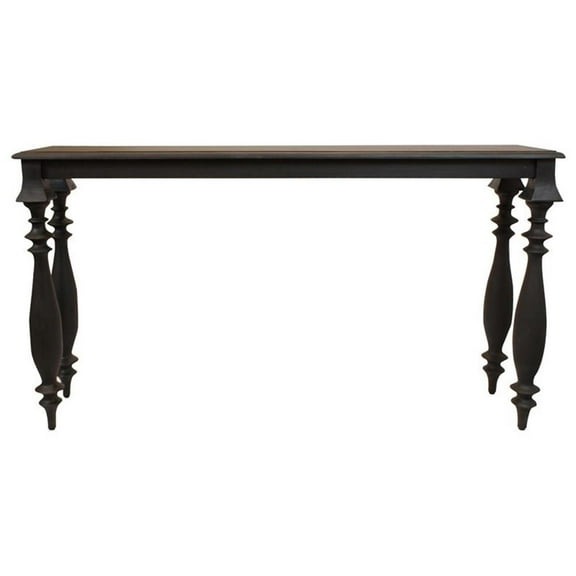 Pemberly Row Mango Solid Wood Console Table in Antique Black