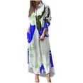 thumbnail image 2 of EGNMCR Robes de Vacances pour Femmes Robe Décontractée à Manches Longues avec Boutons et Imprimé Contrasté, 2 of 6