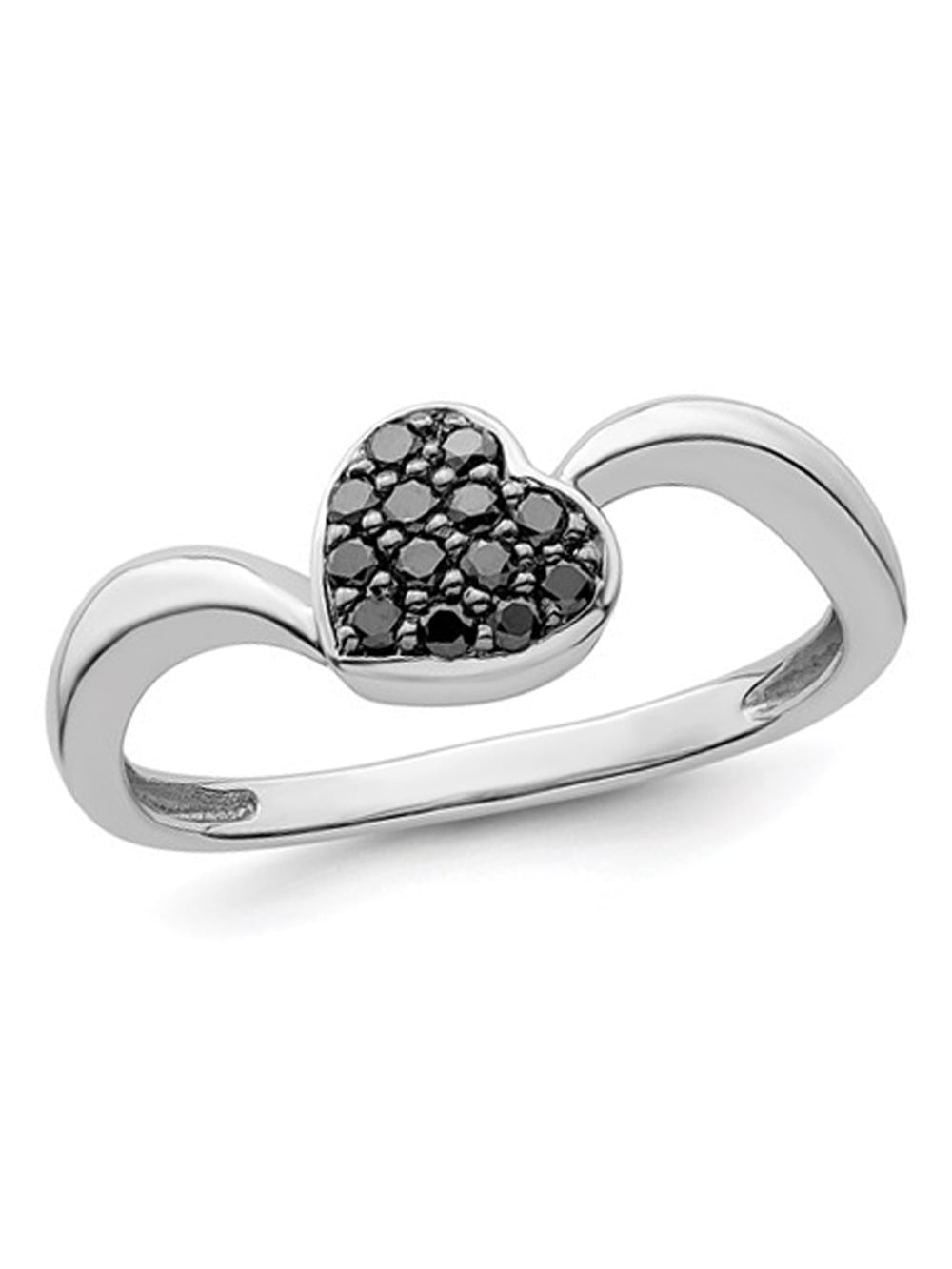 Gem And Harmony 1/10 Carat (Ctw) Black Diamond Heart Promise Ring in