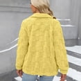 thumbnail image 4 of VISALY Women's Long Sleeve Full Zip Soft Warm Fleece Jacket Stand Up Collared Loose Solid Color Checkered Plush Cardigan Coat Soft Trendy Winter Coat Yellow 3Xl, 4 of 6