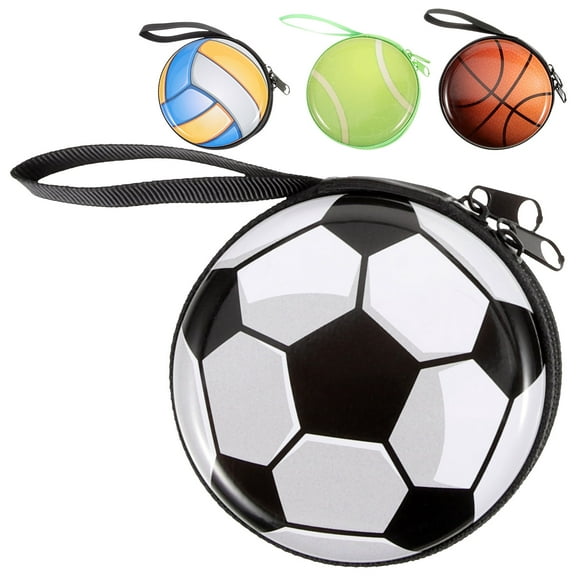 Toddmomy 4Pcs Tin Round Ball Style Coin Purse for Kids with Zipper Enclosure in Assorted Color 2.8x2.8x1.4in