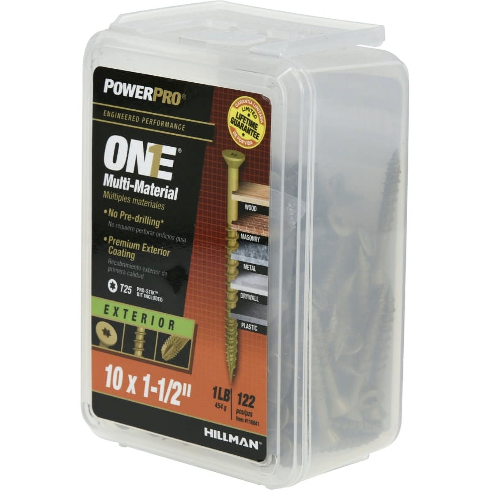 Power Pro One 5012066 No.10 x 1.5 in. 1 lbs Hillman Star Flat Head Bronze Steel Multi-Material Screw - Pack of 122