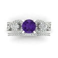 thumbnail image 2 of Clara Pucci 18K White Gold 1.925 Natural Amethyst Engraveable Engagement Ring + Wedding Band Set, 2 of 7