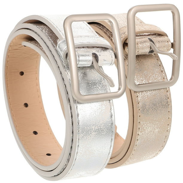 2 cinturones de mujer con purpurina, de cuero, decorativos para vaqueros.