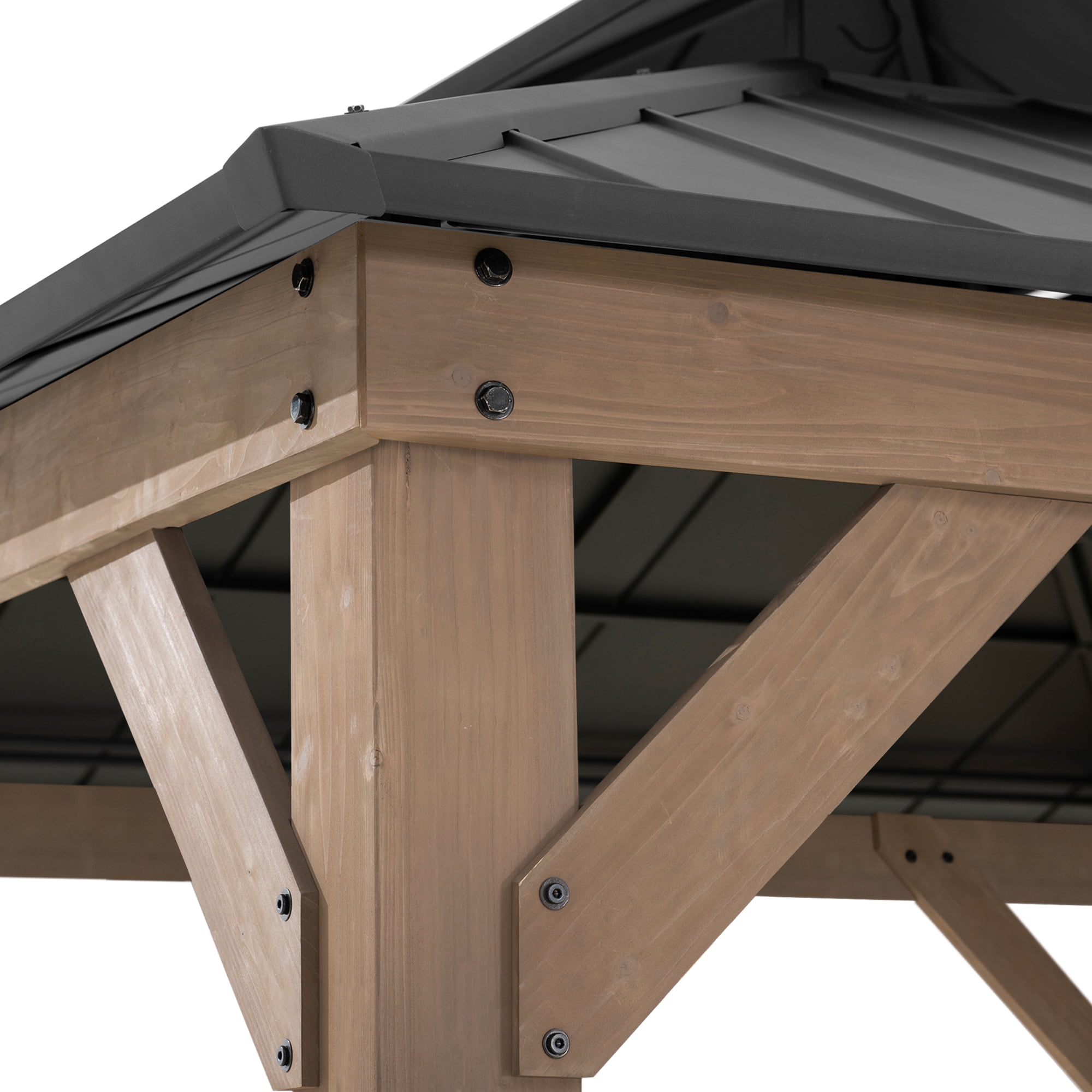 Sunjoy 11'x11' Hardtop Gazebo with Cedar Frame, 2-Tier Metal