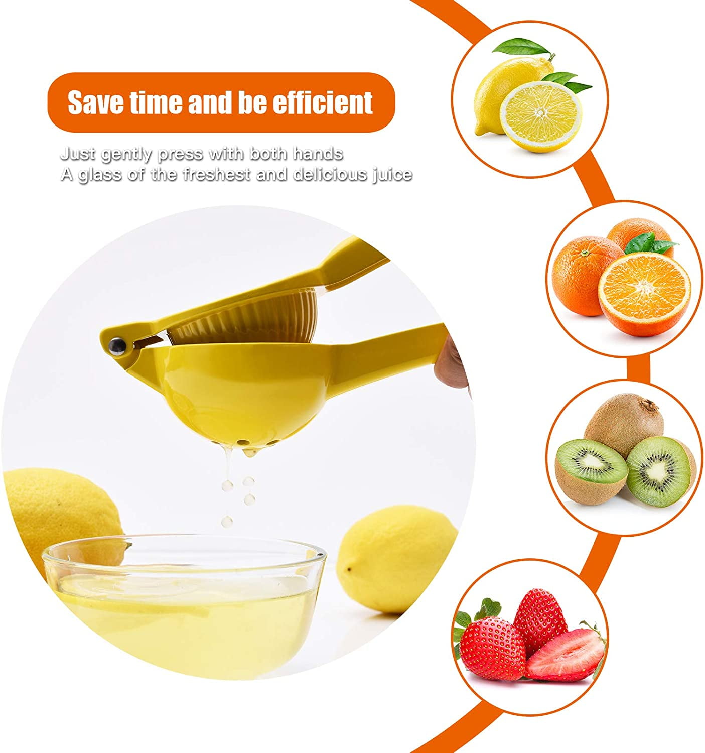 Yellow Lime Juice Press A-Yellow Premium Quality Metal Lemon Squeezer Manual Press Citrus Juicer For Squeeze The Freshest Juice