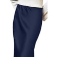 thumbnail image 6 of Women’s Satin Midi Skirt High Waist Side Slit Elegant Straight Fit Skirt Lightweight Silky Fabric Suitable for Daily Wear Dark Blue L, 6 of 6