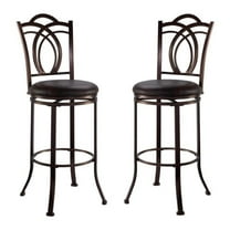 Home Square 2-Piece Furniture 30" Metal Swivel Bar Stool Set in Coffee Brown