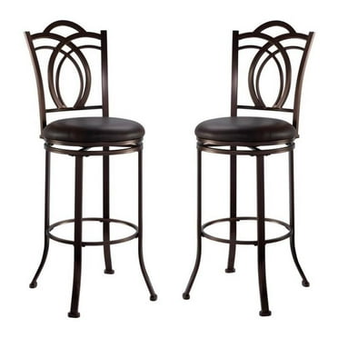 Home Square 2-Piece Furniture 30" Metal Swivel Bar Stool Set in Coffee Brown