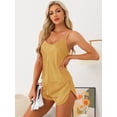 thumbnail image 2 of DARING DIVA Women's Satin Pajamas Sets Cami Sleepwear Silky PJ Set with Shorts XS Glod, 2 of 7
