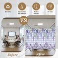 thumbnail image 5 of Purple Flowers Window Privacy Film, Weeping Spring Floral Checkered Pastoral Static Cling UV Sun Blocking Heat Control Window Tint Day and Night, Non-Adhesive One Way Privacy Cover 17.7''x39.3'', 5 of 7