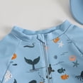thumbnail image 5 of Ymyiu Boys Bathing Suit Toddler Baby Boys Swimsuits Trunk Long Sleeve Top Shorts Two Pieces Bathing Suit Swimwear Outfit 6-12 Months (Blue,6-12 Months), 5 of 6