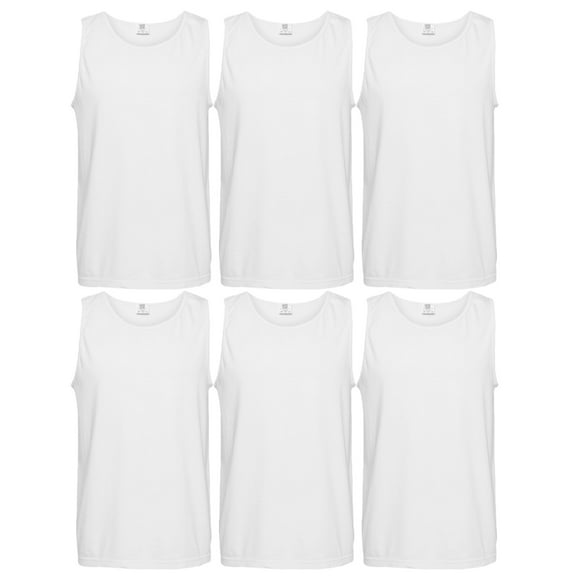 Comfort Colors Heavyweight Men's Tank Top, Garment-Dyed, Sleeveless Undershirt, White, 6-Pack, S
