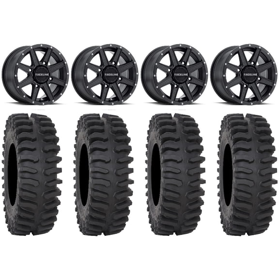 Raceline Hostage 14" Black Wheels 27" XT400 Tires Sportsman 550 850 1000