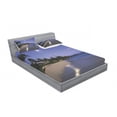 thumbnail image 3 of Hawaiian Bedding Set with Sheet & Covers, Houses Clear Sky Full Moon Reflection at Daybreak on a Hawaii Beach Exotic Life, Printed Bedroom Decor 2 Shams, 4 Sizes, Navy Sand, by Ambesonne, 3 of 3