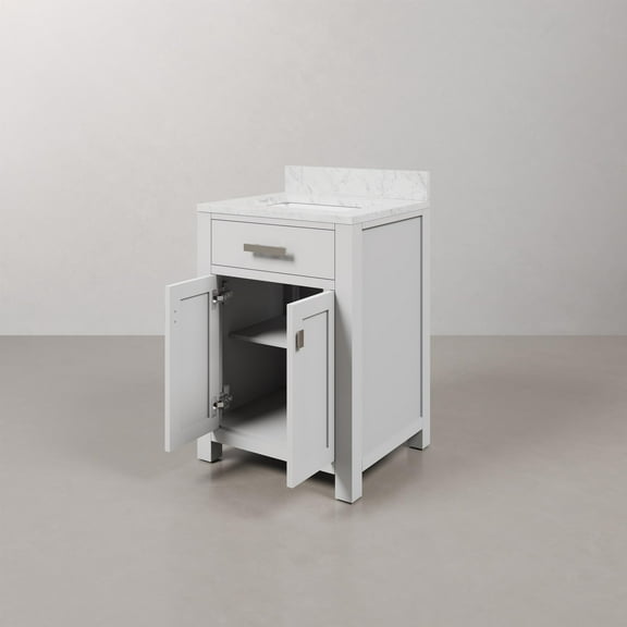 Water Creation Madison 24" Wood Single Bathroom Vanity in Pure White/Chrome