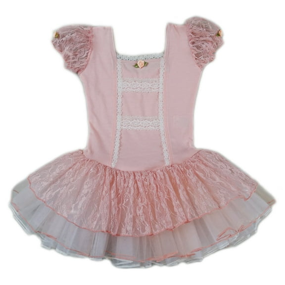 Wenchoice Peach Lace Ballet Dress Girls M(3Y-4Y)