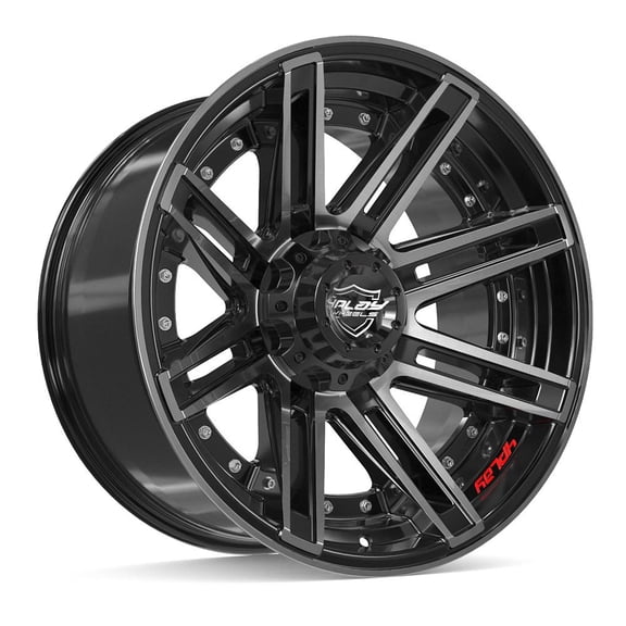 22x12 4PLAY Wheel for GM-Ford-Dodge-Hummer 4P70 Brushed Black Rim Fits select: 2006-2008 DODGE RAM 1500, 2013-2022 RAM 2500