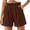 #02 Brown 【Mix, Match & Rotate: Stock Up on Your Favorite Colors】, variant on Women's Soft Fabric Flowy Summer Shorts, High Waisted Ruffled Paperbag Trim Accent, Functional Side Pockets Lightweight Breathable Mesh Matrix, Summer Beachwear Daily Casual Vacation | Velmuse