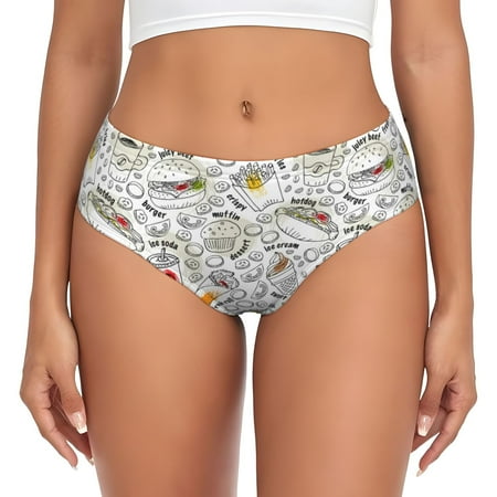 Womens Underwear - Fastfood 2 No Show Seamless Underwear for Women  Kawaii Soft Stretch Women s Panties  Hipster Ladies Panties Bikini Underwear Briefs