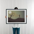 thumbnail image 3 of Girl Running in the Moonlight With Leaves - Digital Art Silhouette Autumn Moon Night Sky Nature Scenic Black Framed Wall Art Print 16 x 20 inches, 3 of 8