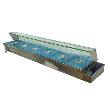 INTBUYING 6-Pan Bain-Marie Buffet Food Warmer Bain Marie Countertop Steam Table