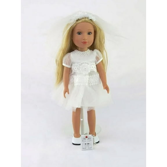 14.5 INCH DOLL: White Lace Communion Dress