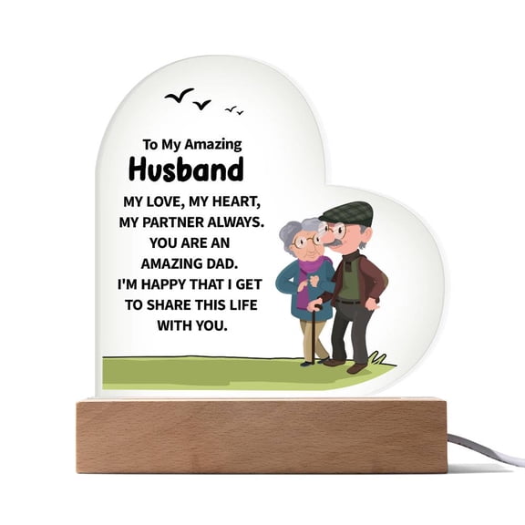 To My Amazing Husband Printed Heart Shaped Acrylic Plaque