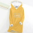 thumbnail image 2 of Feancey Womens Winter Fleece Hoodie Trendy Letter Print Thermal Tops Thick Warm Sherpa Lined Hooded Sweatshirts Cozy Soft Loungewear Pajamas Yellow L, 2 of 4