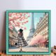 thumbnail image 2 of Hilo Algodón Bordado Punto Cruz La Torre Eiffel Niña Con 11CT 50x50cm, 2 of 9