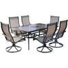 Hanover Monaco 7-Piece Aluminum Outdoor Patio Dining Set with Swivel Rockers and Table, Tan,MONDN7PCSW-6
