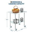 thumbnail image 3 of Heavy-Duty Stainless Steel Commercial Work Table - 4 Caster Wheels, Adjustable Undershelf, Durable Prep Station for Kitchen, Restaurant, Garage, Outdoor - Size: 24x30in, 3 of 7