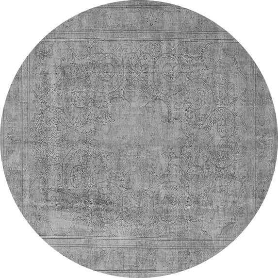 Ahgly Company Indoor Round Oriental Gray Industrial Area Rugs, 7' Round