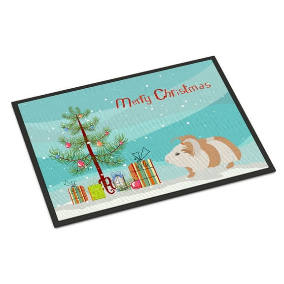 Silkie Guinea Pig Merry Christmas Door Mat
