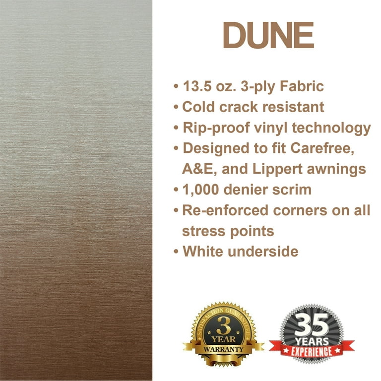 ShadePro RV Awning Fabric Replacement Premium Grade Vinyl 21' Dune Fade  (Fabric length 20'2