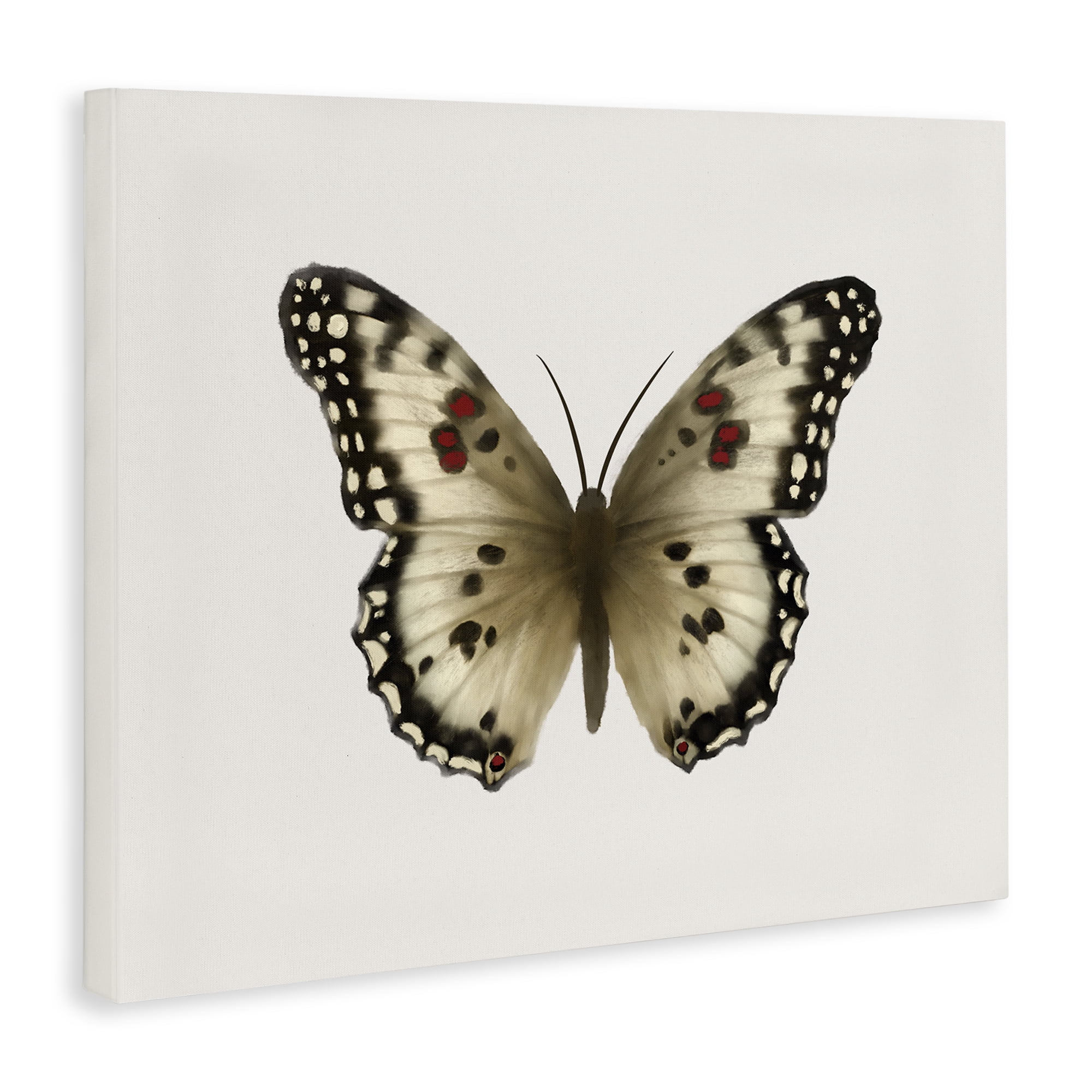 Stupell Industries Tan Symmetrical Butterfly Animals Painting Wrapped Canvas Art Print Wall Art, 40 x 30