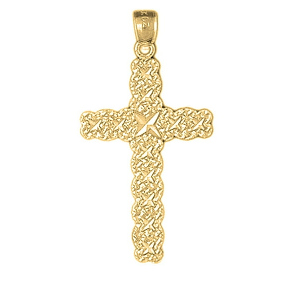 18K Yellow Gold Cross Pendant - 40 mm